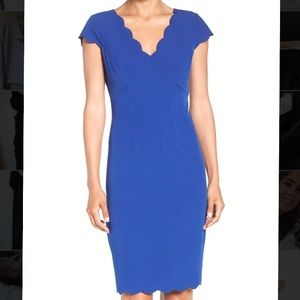 Adrianna Papell Scalloped Crepe Sheath Dress